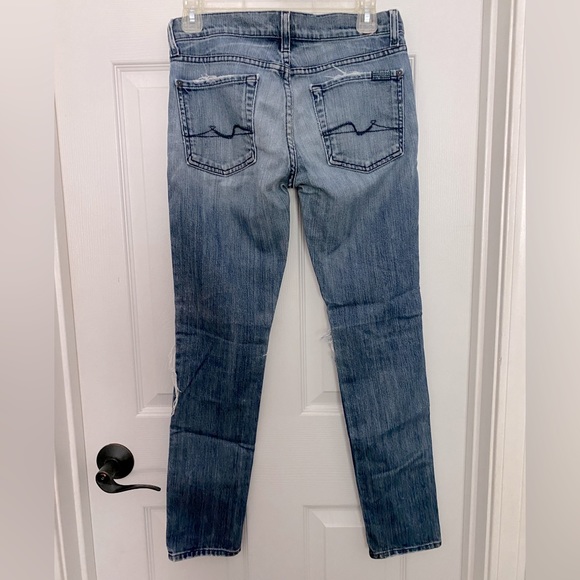 7 for all Mankind Skinny Distressed Jeans, Sz 24x28.5 - Picture 1 of 6